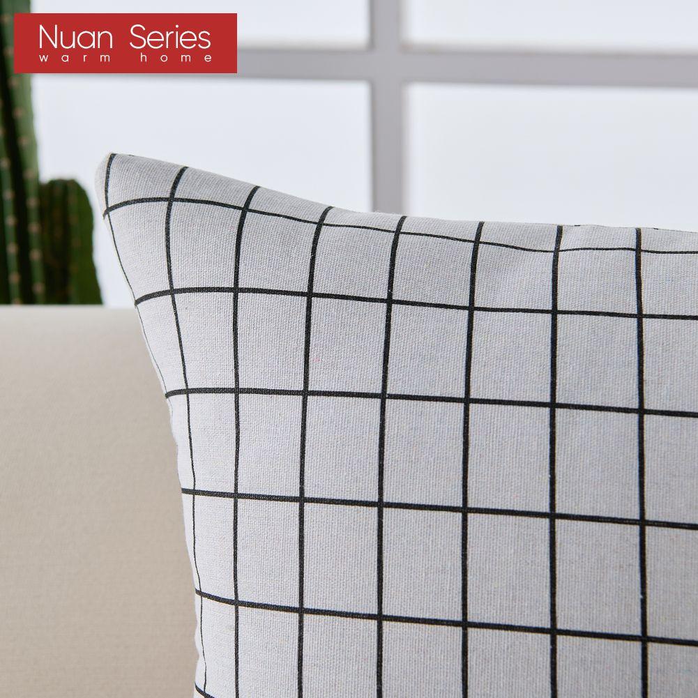 

1 шт. серия Nuan простая и универсальная мягкая наволочка с клетчатым узором для дивана-кровати гостиной спальни домашнего декора 30x50 см/45x45 см/50x50 см 45cm x 45cm белый