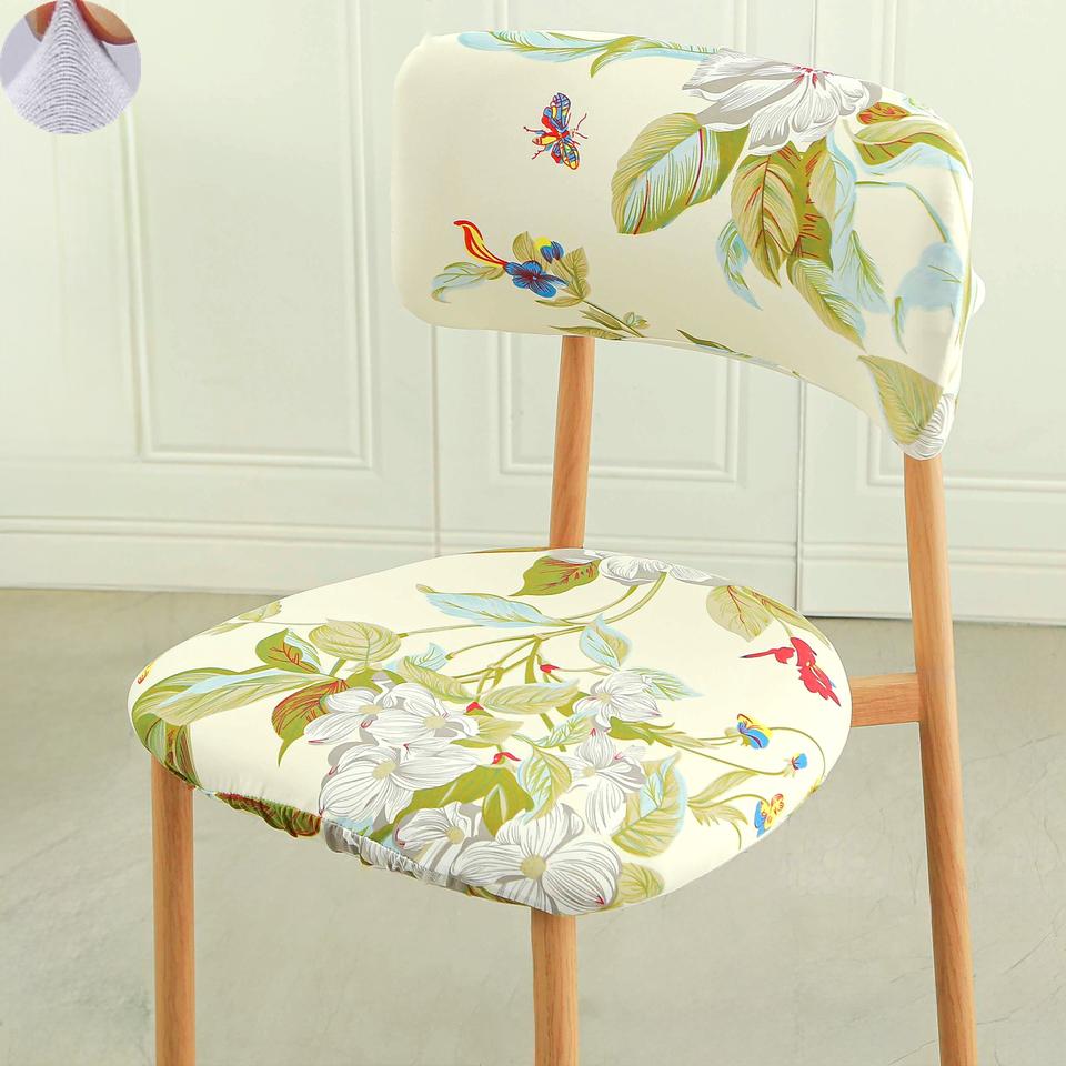 

Solid Wood Dining Chair Covers Elastic Print Wedding Chair Seat Slipcovers Chair Backrest Protector Cover for Wedding Banquet 1PCS