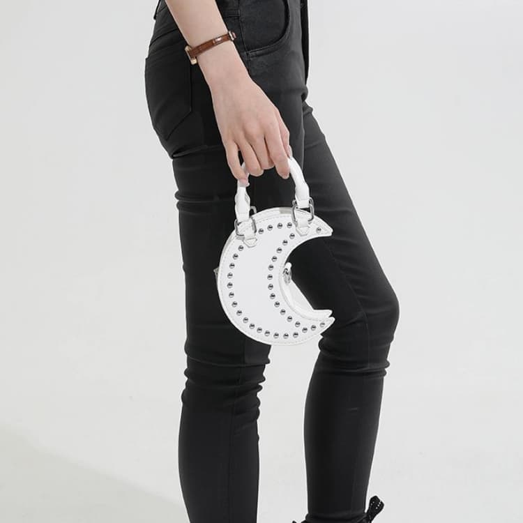 Moon Shape Rivet Chain Bag Women's Handbag