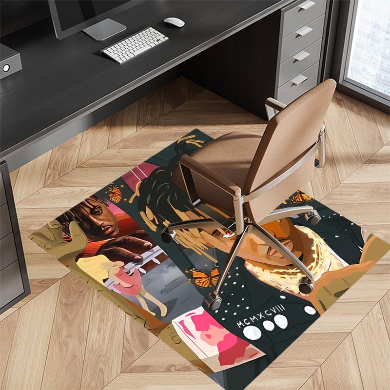 1pc Juice WRLD Print Area Rug - Soft, Washable Non-Slip Indoor Mat for Office Chairs, Living Room, Home Office Decorative Rug