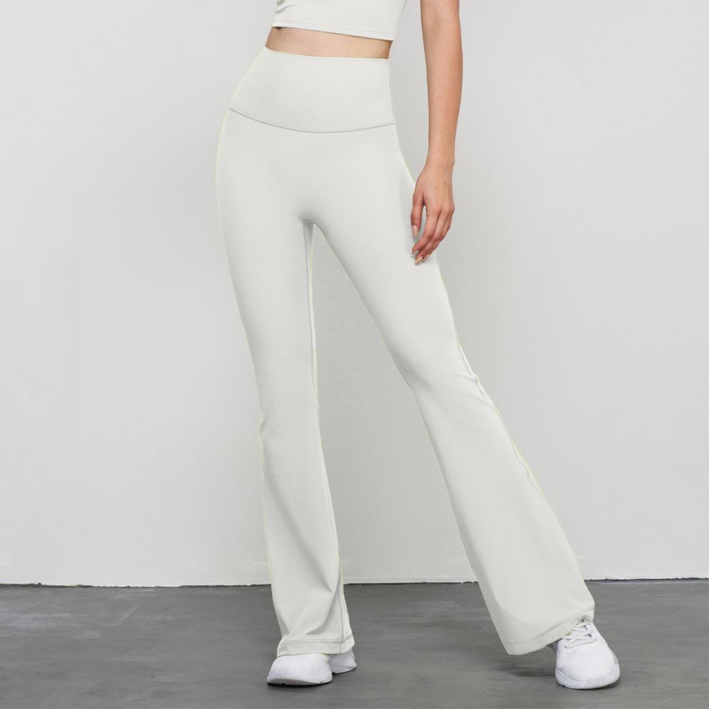 Jugendliche Nude Schlaghosen für Damen Frühling und Sommer Neu Hohe Taille Hüftlift Fitnesshose Enge Schlaghose