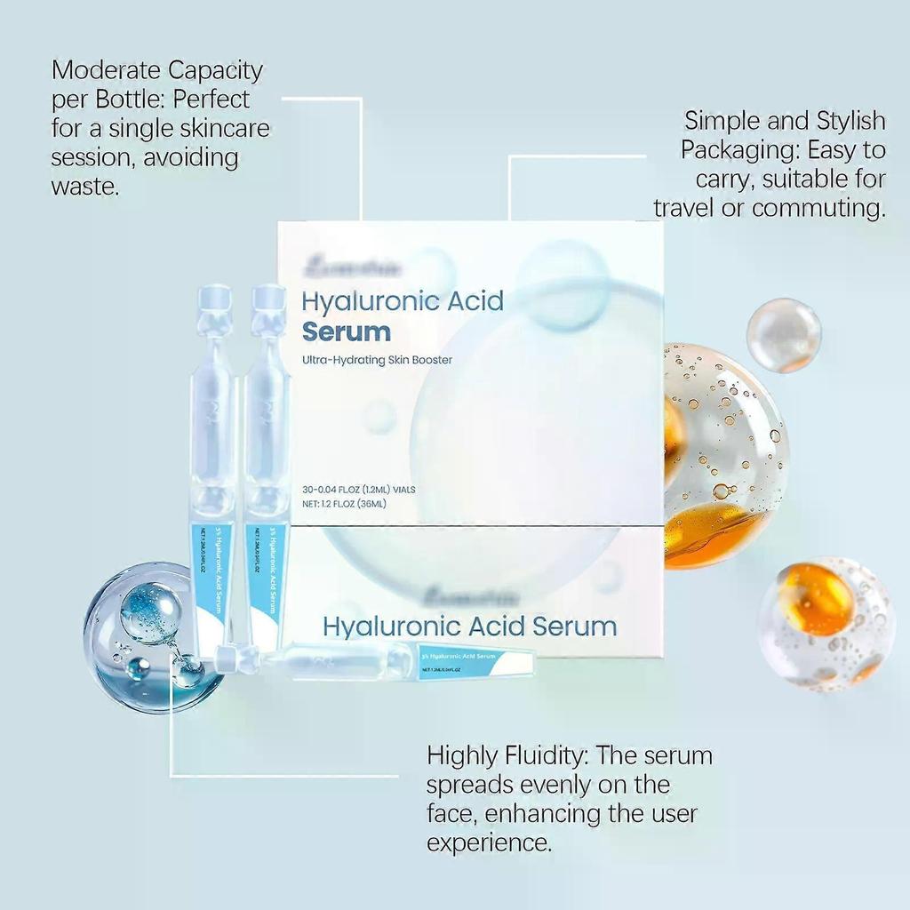Sérum s kyselinou hyaluronovou - Ultra hydratační sérum na obličej s kyselinou hyaluronovou, Hydratační, Vyhlazující, Proti jemným linkám a vráskám, Obnovující pro všechny typy pleti