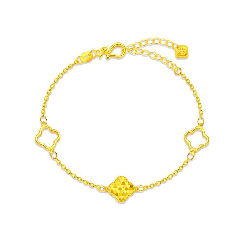 Barbie Bracelet Sparkling four-leaf clover temperament, high-end feel, crushed ice, exquisite niche design sense, everyday versatile golden BBB716639 золотой