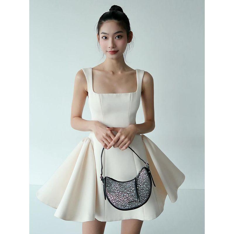 French Style Retro Classic White Suspender Dress Female New Arrival Fancy Waist-Tight Slim Looking Princess Puffy A- Line Dress