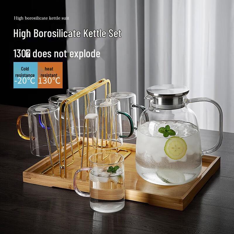 Jopho Heat-Resistant Glass Water Cup Set with Handle