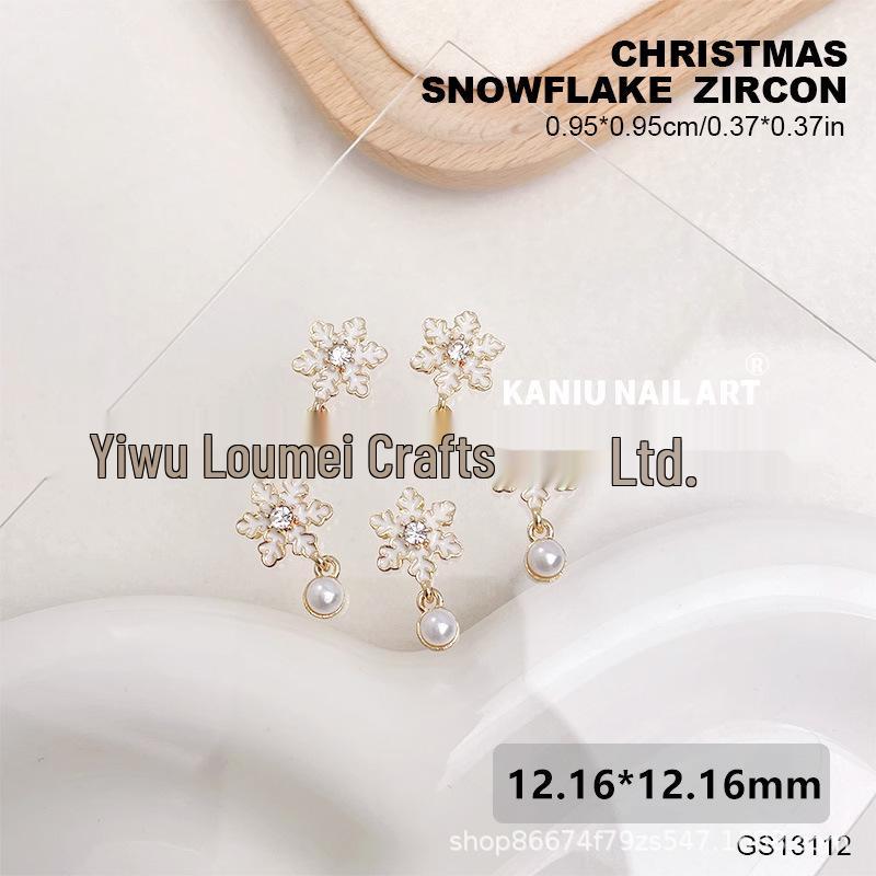 

2024 High-End Zircon Snowflake Nail Art: Autumn & Winter Shiny Alloy Decorations