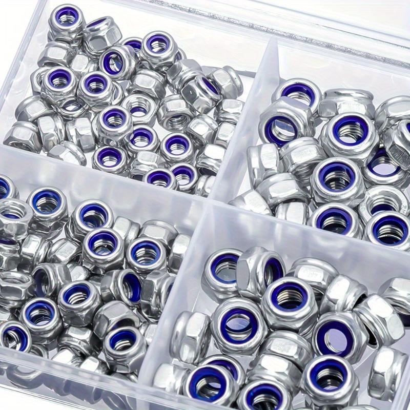150pcs Stainless Steel Nylon Anti-Slip Self-Locking Nuts - M4/M5/M6 Hexagonal Screw Caps with Purple Coating for Construction & Maintenance Projects
