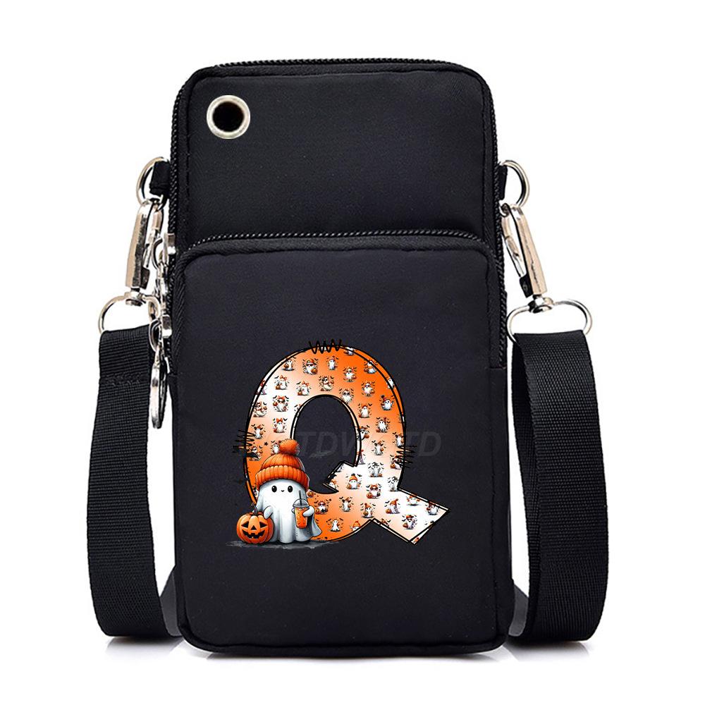 Halloween letter printing trend mobile phone bag vertical square black messenger bag change bag