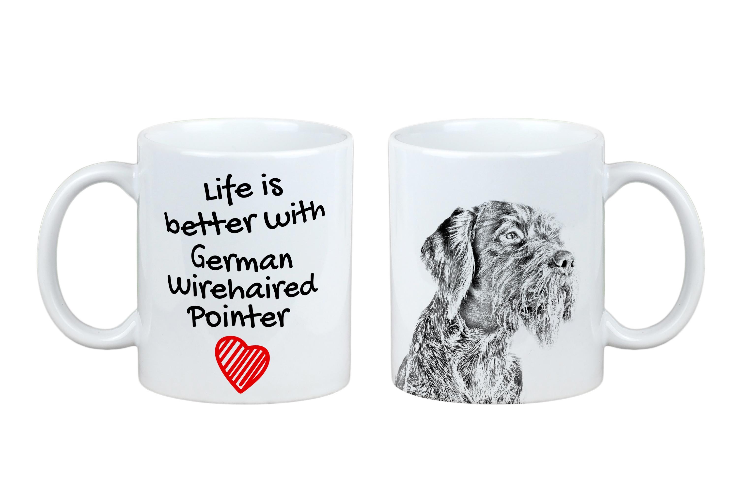 

German Wirehaired Pointer - cup with a dog, cup with a photo, personalized gift from the Art-Dog brand білий