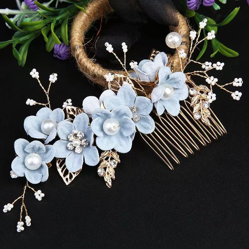 Gold Bridal Headwear: Handmade Pearl Hair Accessories Set