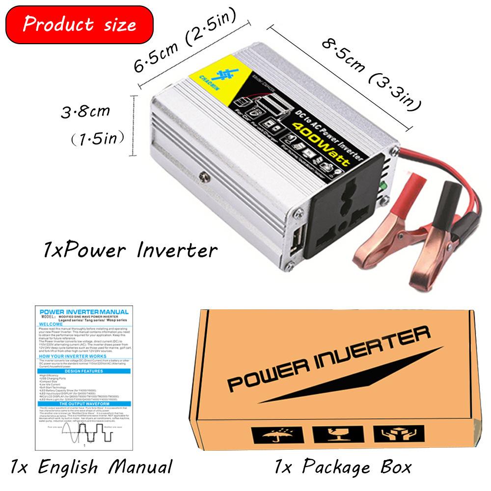 For Chaomin Car Power Inverter 12V To 220V Voltage Converter 600W Peak Portable Adapter Camping Travel Solar Charger USB Supply