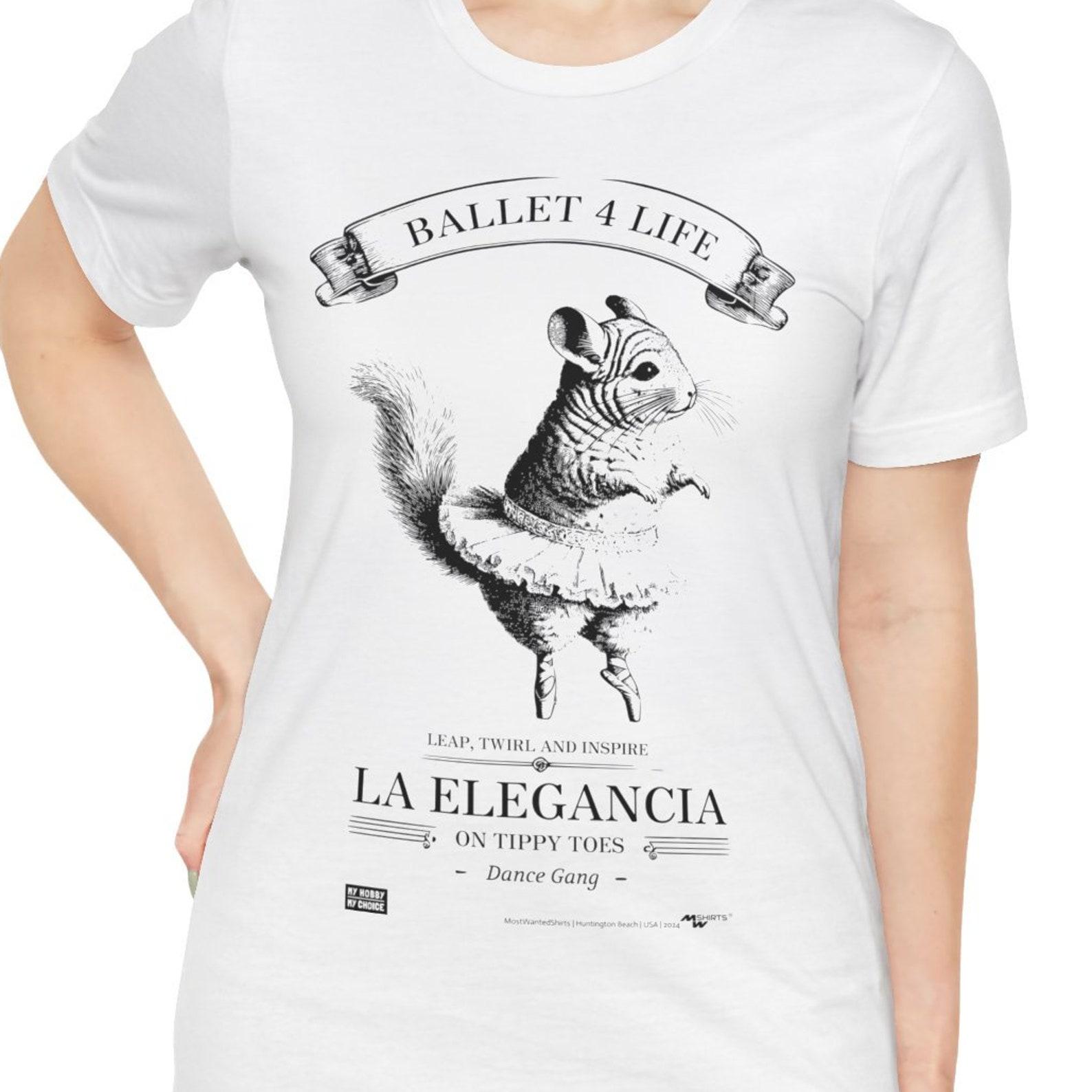 Ballet 4 Life Series Chinchilla T-Shirt - Vintage Engraving Style/ Unisex Jersey Short Sleeve Tee M