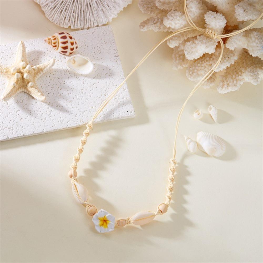 Bohemia Flower Clavicle Chain Weaving Chain Choker Fashion Shell Beads Necklace  Seaside