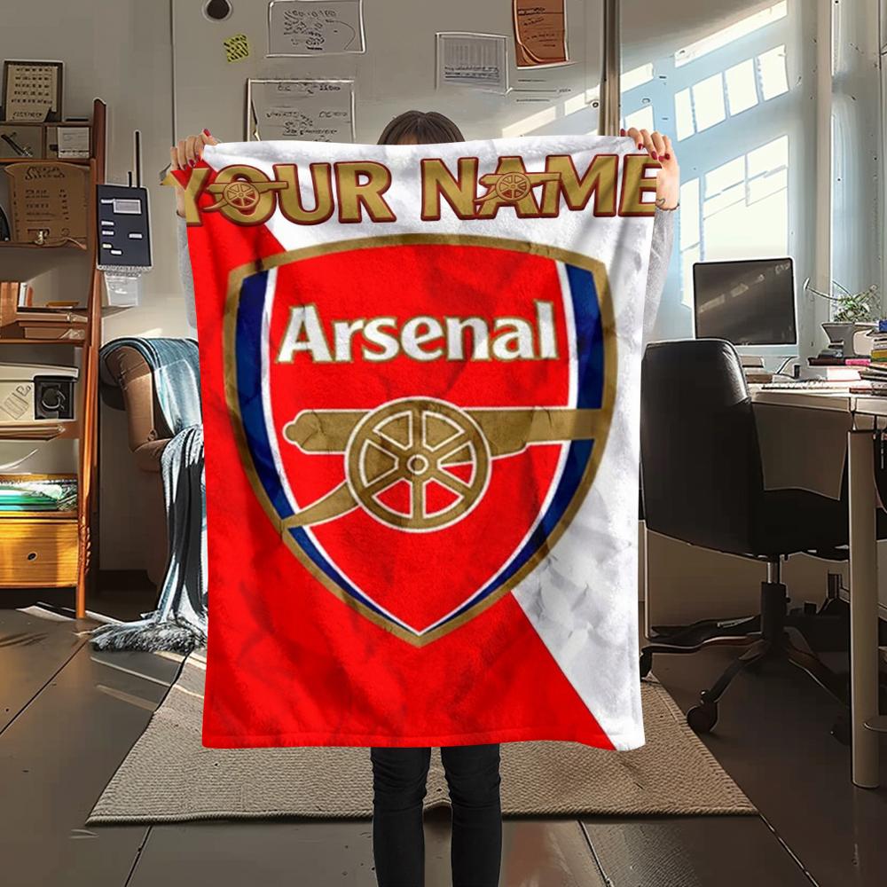 1PC Custom Name Arsenal Patterned Flannel Blanket Suitable For All Seasons for Home Decor Warmth and Comfort Gifts Holiday Present