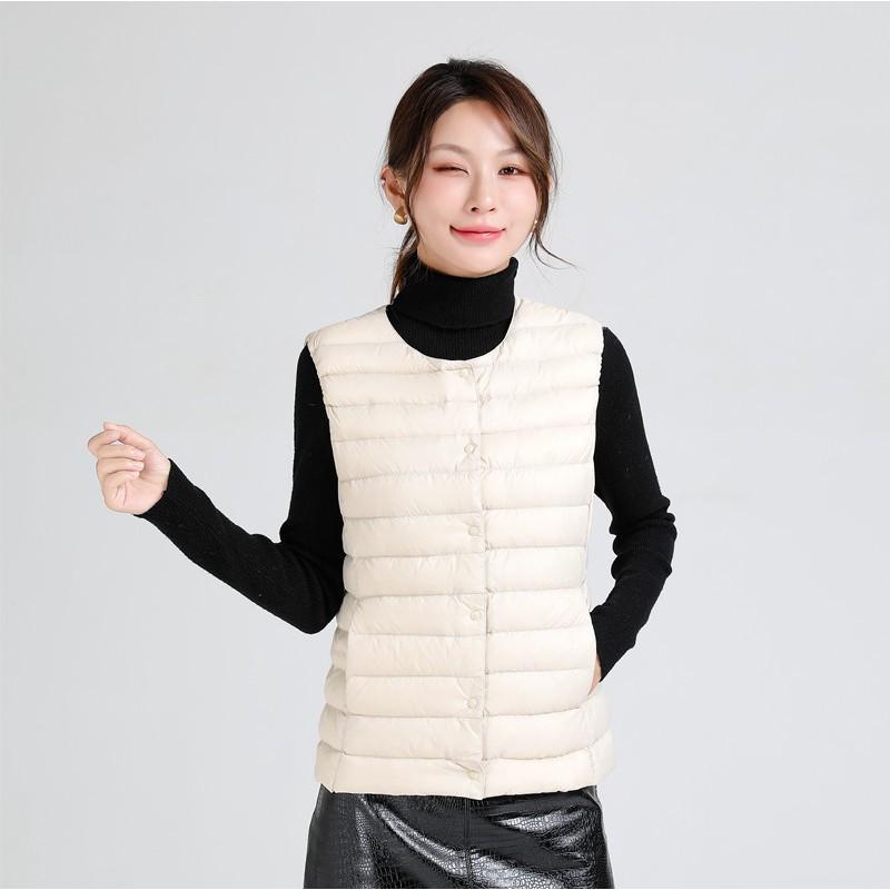 Womens Lightweight Duck Down Vest Sleeveless Puffer Gilet Warm Inner Layer Slim Fit Short Coat