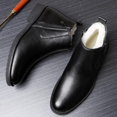 Stivali da Uomo Autunno e Inverno Stivaletti Stivali di Cotone da Uomo Scarpe Casual Alte in Pelle Bovina Scarpe da Uomo