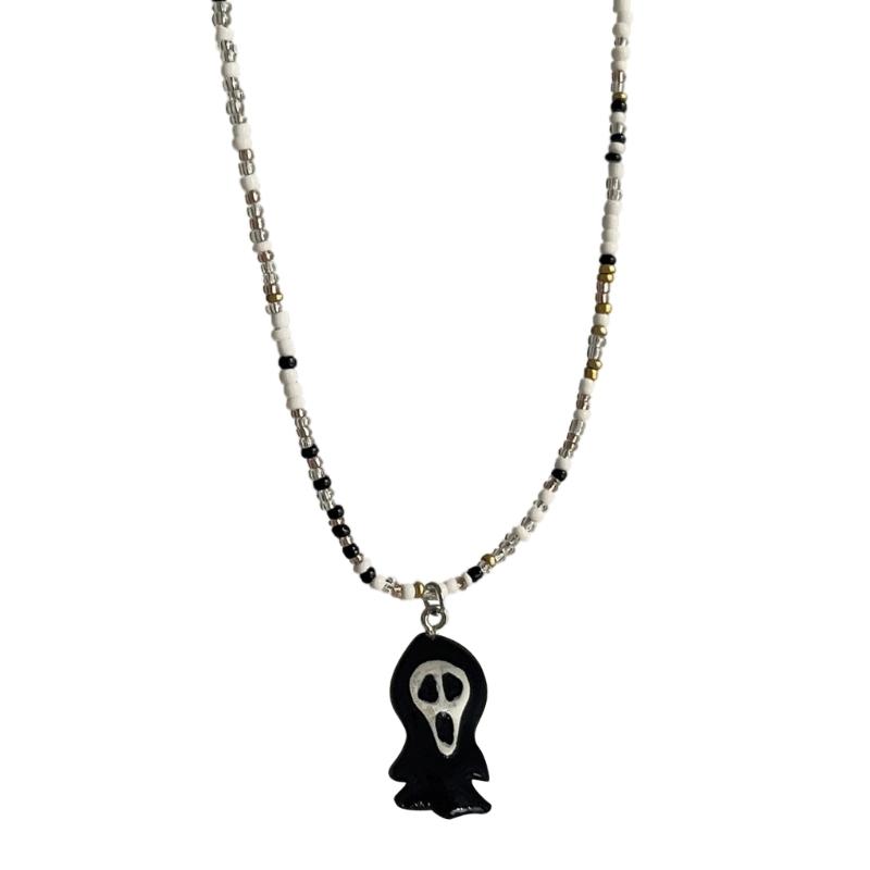 Funny Halloween Pendant Necklace Statement Collar Necklaces Clavicle Chain Choker Jewelry Acrylic Beaded Necklace
