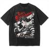 Vintage Dark Fantasy Anime Swordsman Graphic Print Retro Cotton T-Shirt Tee