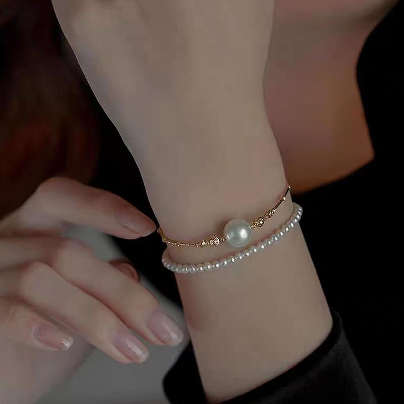 

1 шт., темпераментный изысканный жемчужный браслет, легкий роскошный браслет для девочек, одиночный браслет для вечеринок, расширенный