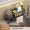 No Installation Drainable Storage Rack With Mobile Hanging Rod Kitchen Countertop Cleaning Supplies Multi-Function Storage Rack