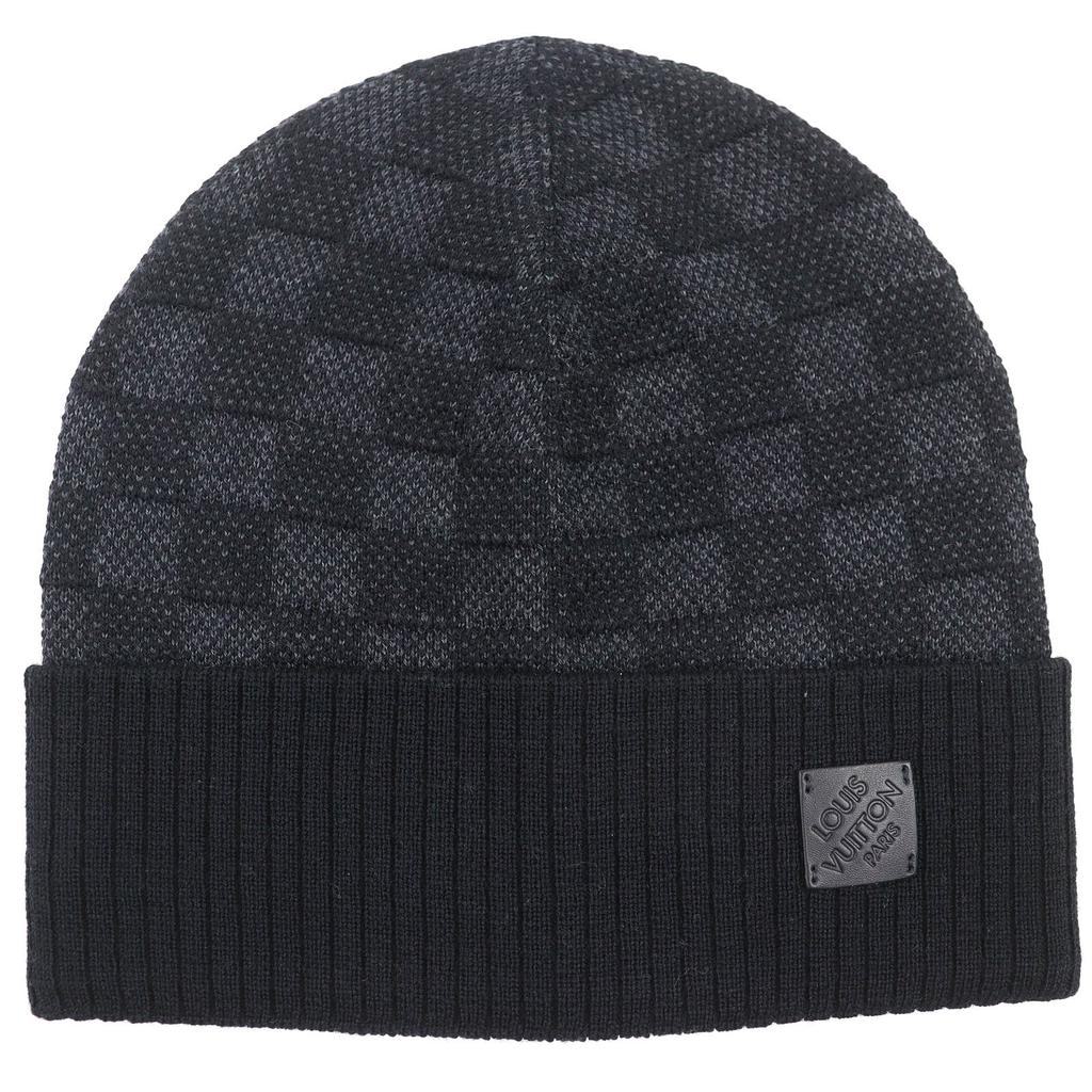 Ausgezeichnete LOUIS VUITTON Strickmütze Beanie Neo Petite Damier Anthrazit Wolle M77983 Gebraucht