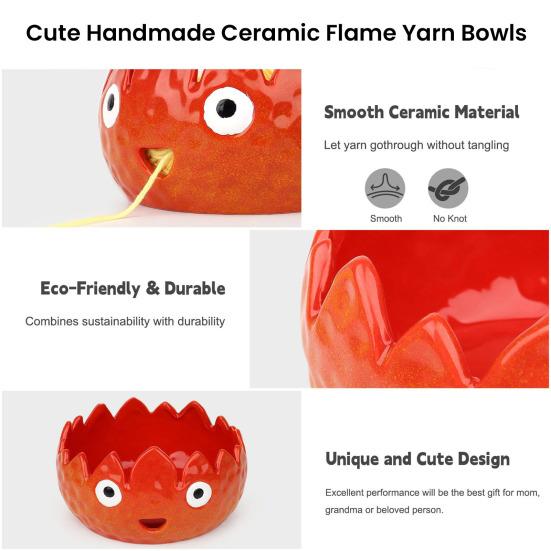 Delikli Karikatür Seramik İplik Kasesi El Yapımı Örgü Tığ İşi İplik Yumağı Saklama Kasesi Tutucu Düzenleyici Tığ İşi Aksesuarları