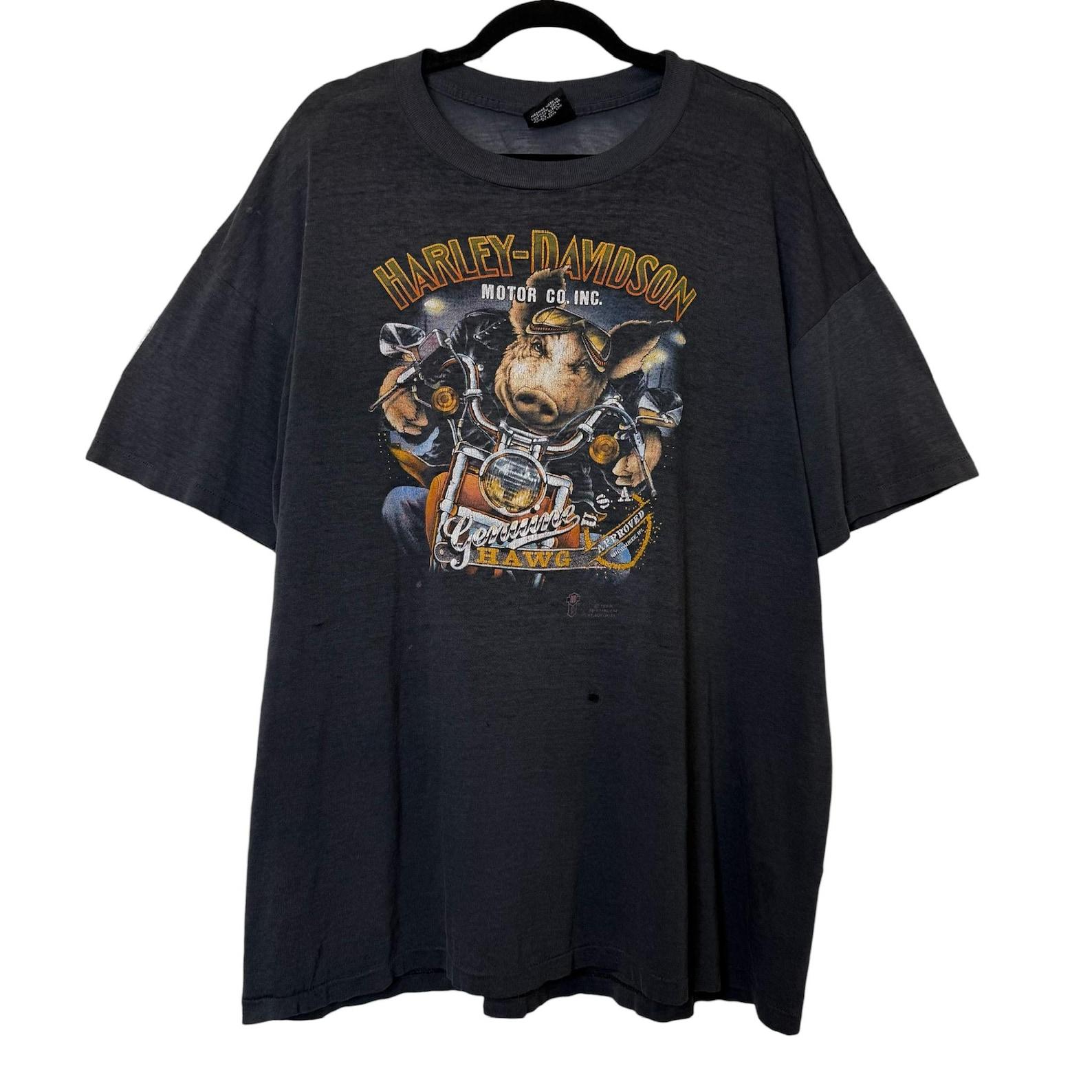 1989 Harley Davidson 3D Emblem Hawg T shirt Sz 3XL (B632) S