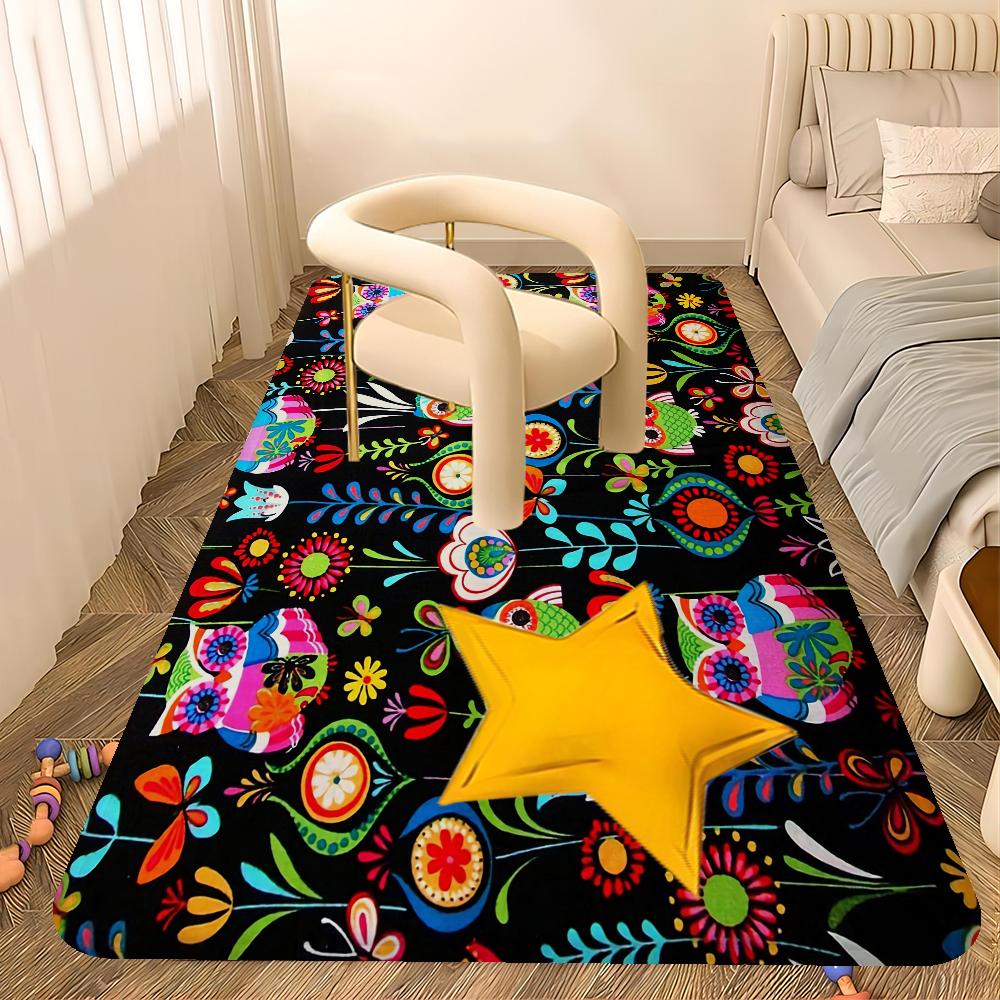 Pattern Colorful Owls Floor Mat INS Style Soft Bedroom Floor House Laundry Room Mat Anti-skid Household Carpets