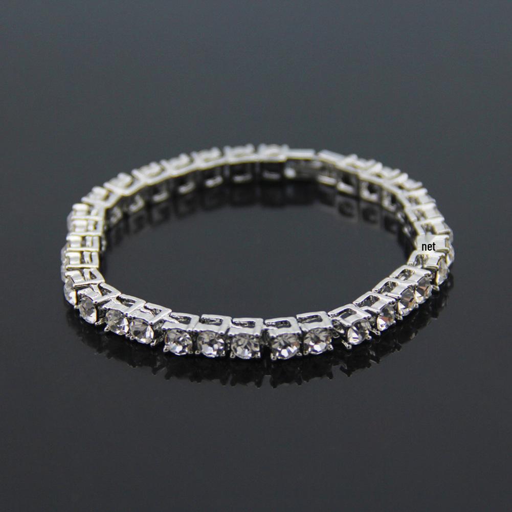 Men's Hip-Hop Single Row Diamond Bracelet - European & American Trend