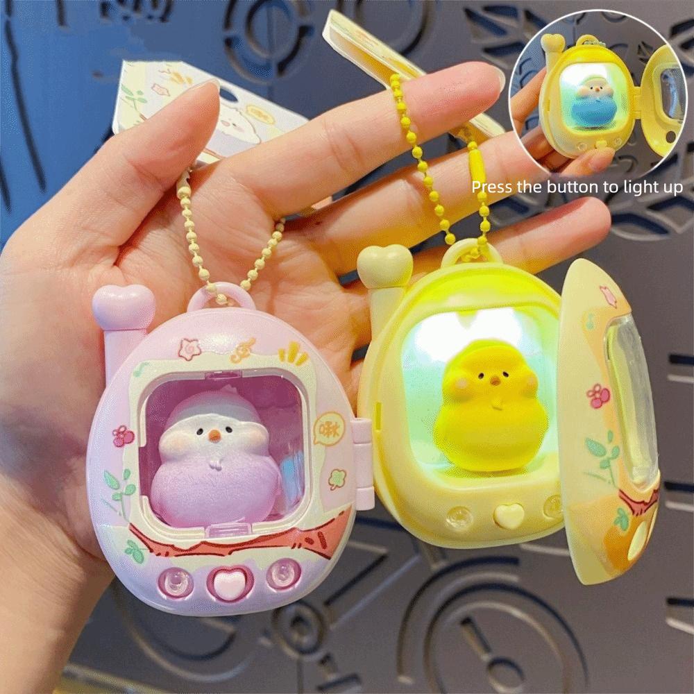 Retro Television Light Up Pendant Press Flash Birds Doll Keyring Parrot Keychain Birthday Gifts