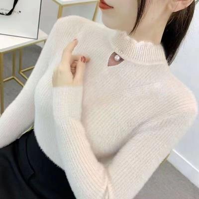 Half High Neck Sweater Women's Korean Version with Autumn and Winter Pendant As the Base Slim Fit and Versatile Knitted Top