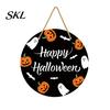 Outdoor Halloween Decoration Hanging Door Sign, Wooden Front Hanger Wreath, Cute Seasonal Sign Ghost Welcome for Porch Wall Indoor Home Durable