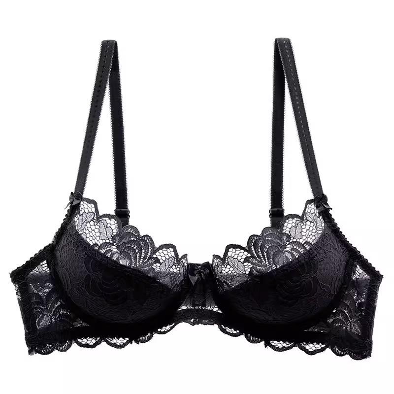 Lace Push Up Bra With Bow Detail S чёрный