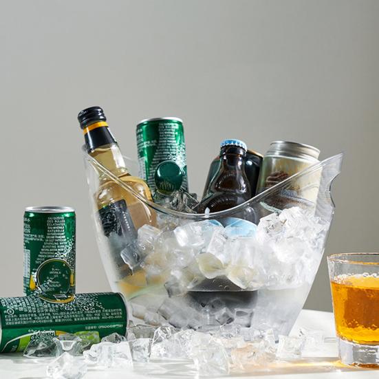 Ice Bucket for Beer Transparent Plastic Wine Cooler with Handle 4L/8L Capacity Heavy Duty Champagne Tub for Part