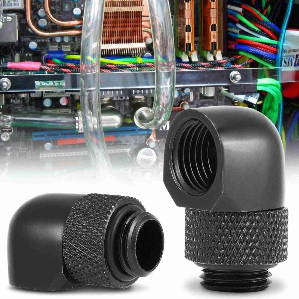 G1/4 Thread PC Water Cooling Fitting 90 Degrees Two Touch Fitting Elbow Connector  Soft Tubes