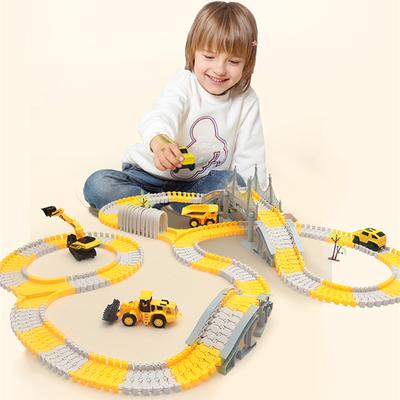 333 stuks Doe-het-zelf Educatief Speelgoed Mini Auto en Trein Baan Sets Kinderen Spoorweg Race Voertuig Modellen Flexibele Baan Spel Hersenen