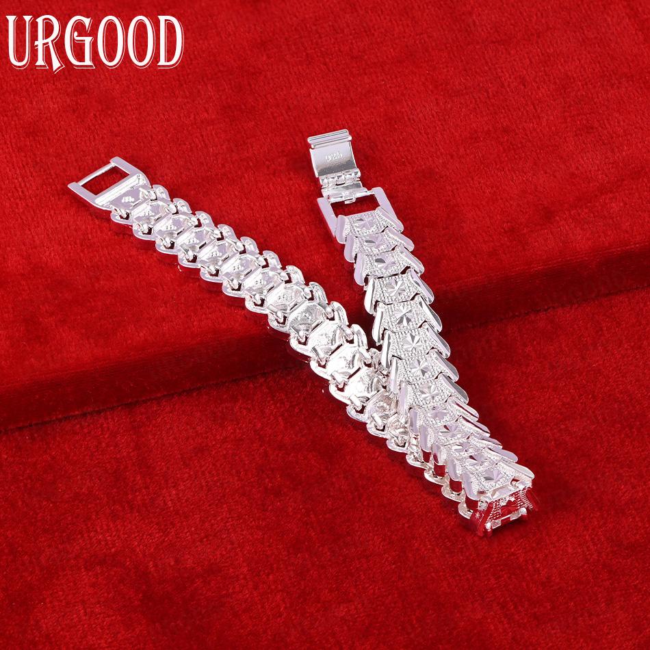 925 Sterling Sølv Bredt Armbånd Mote Smykker