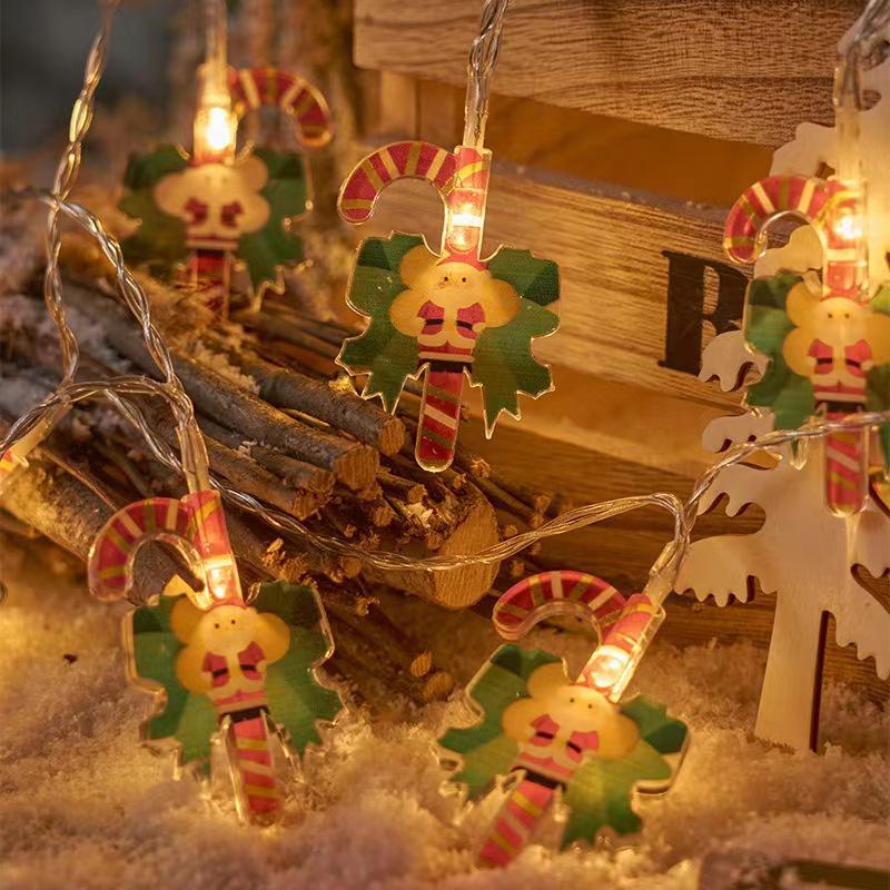 Cross-Border LED Christmas String Lights - Flashing Cartoon Snowman Decorative Holiday Atmosphere