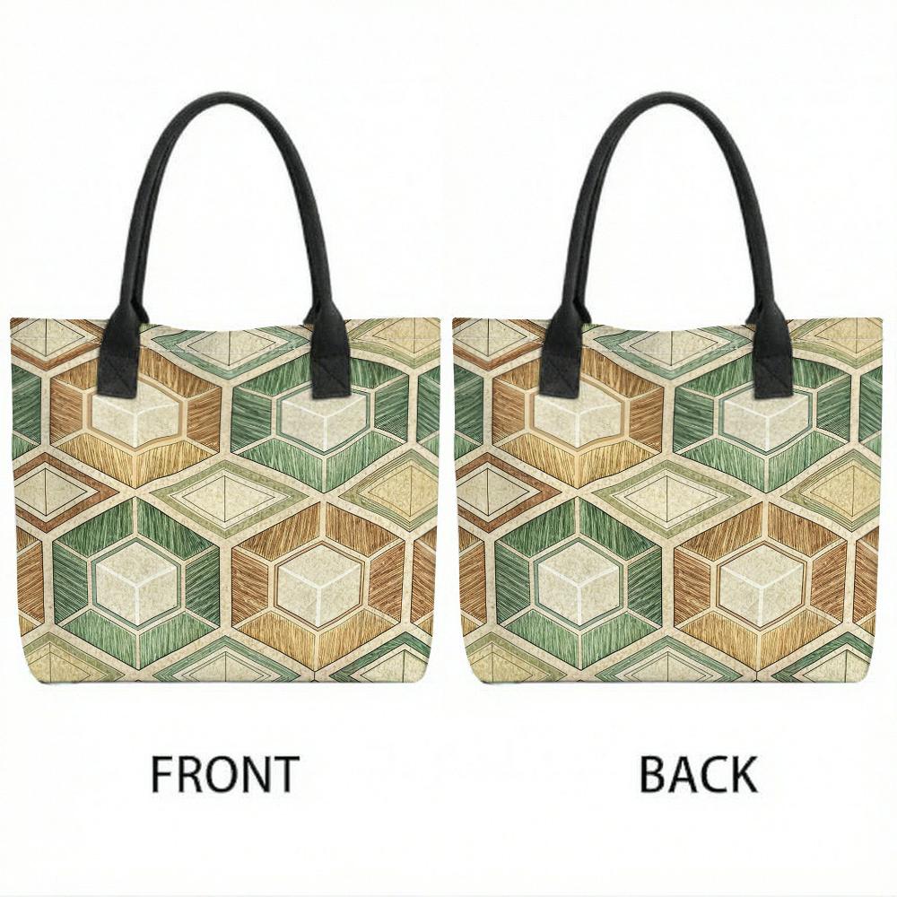 Geometric Pattern Tote Bag Casual Large Capacity Daily Shoulder Handbag