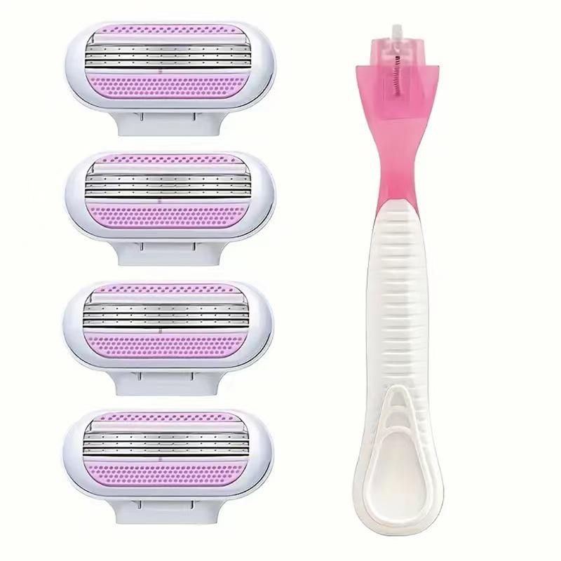 

Женская 3-слойная бритва для ручного бритья для удаления волос под мышками - Специальная серия бритв для депиляции Pink 1 knife holder 4 knife heads [opp bag]