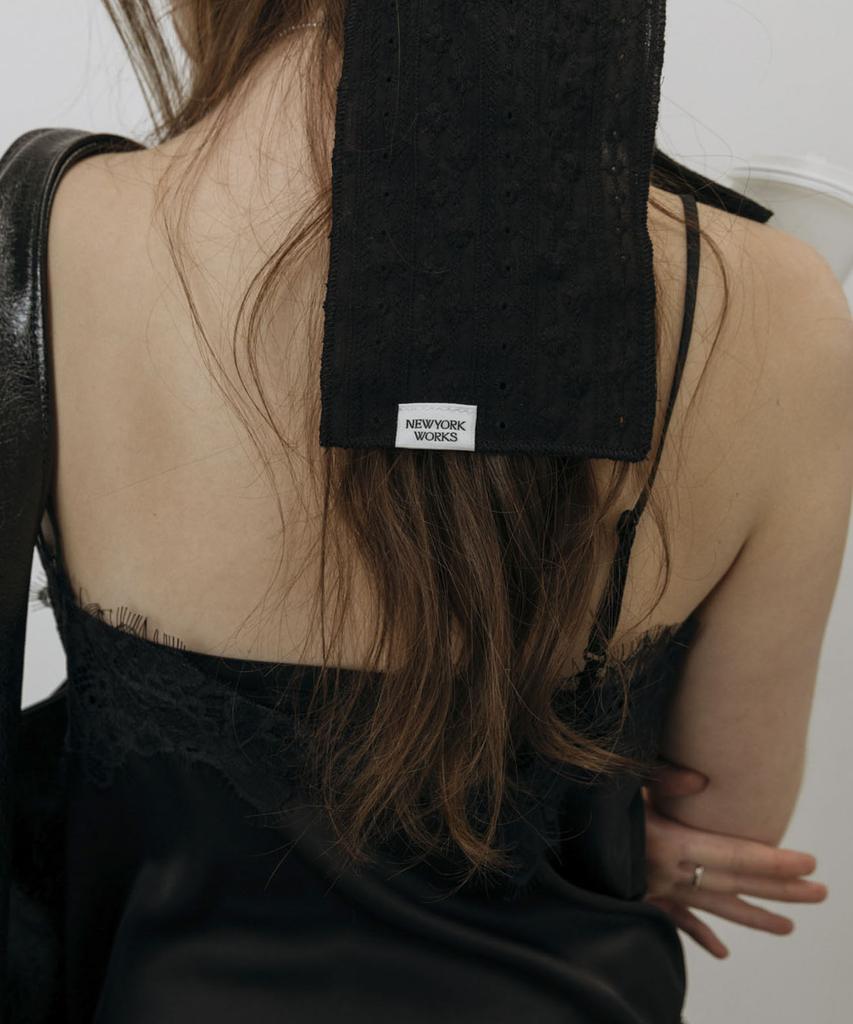 Nyuyogwogseu Punched Lace Bandana Scarf Hat_Black