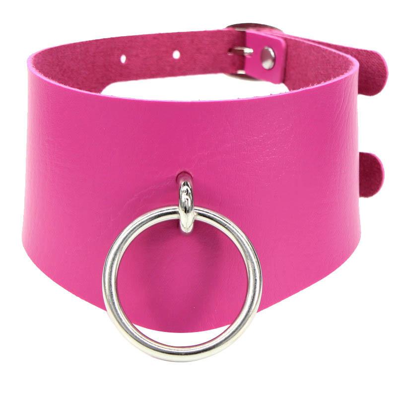 Punk Gothic Red Rings Pu Leather Choker Necklace Pendant Belt Collar On Neck Necklaces Round Choker Women Girls Jewelry Gift
