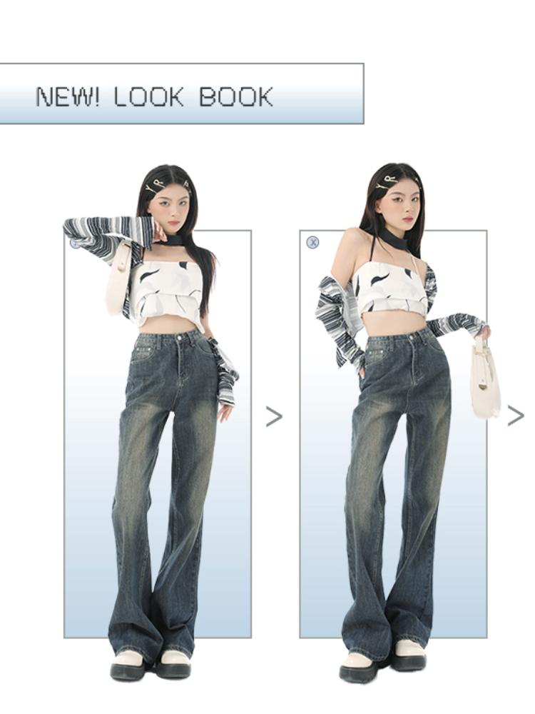 Harajuku 90. léta Elegantní Flare Jeans Kalhoty Dámské Kapesní 2000 Y2k Vintage džínové kalhoty Dámské Vysoký pas Móda Široká noha Džíny Novinka