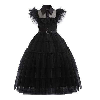 Quality Wednesday Addams Black Dress for Girls - Cosplay Halloween Costume