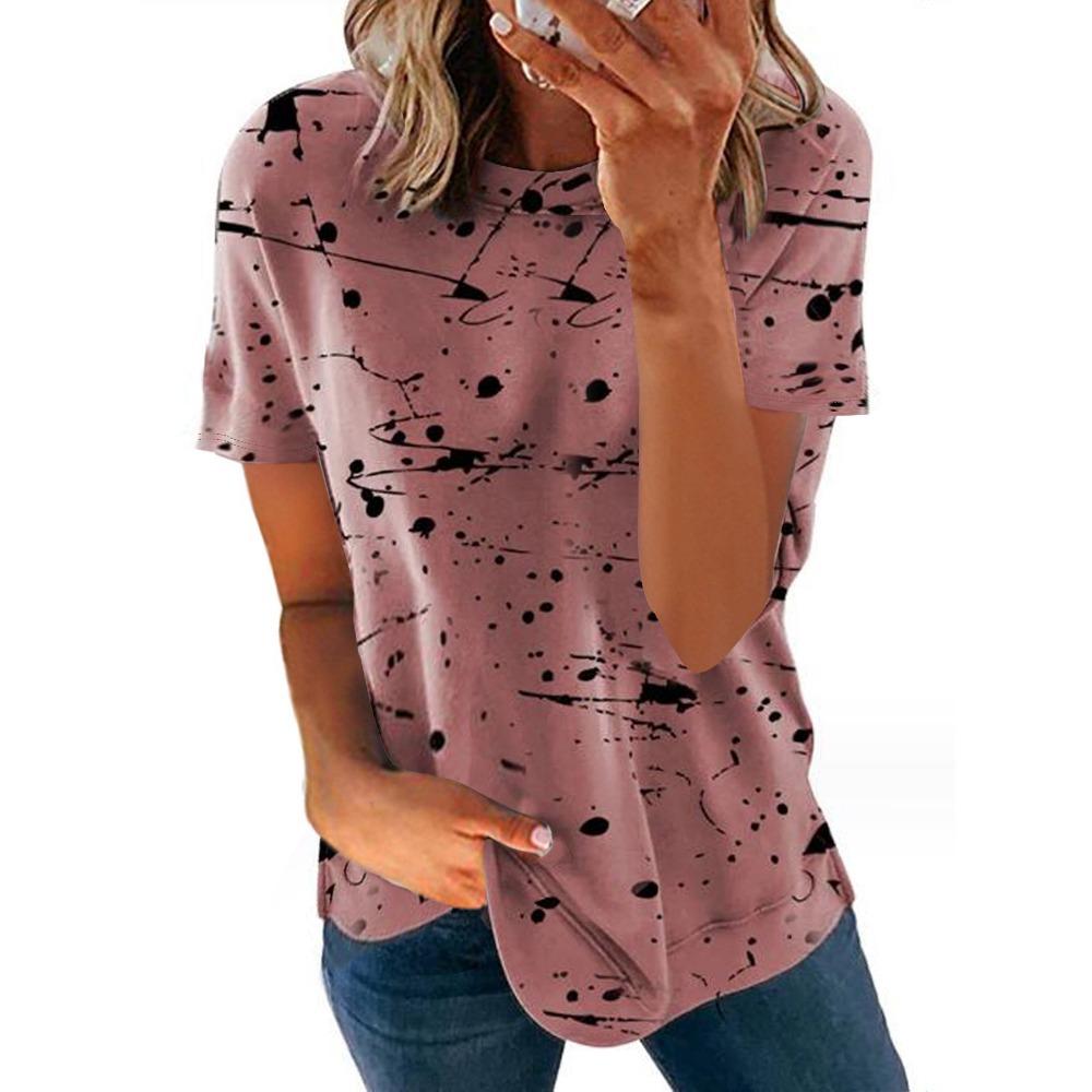 HNXC Women's Fashion Casual Summer Short Sleeve O-Neck Blouses & Shirts