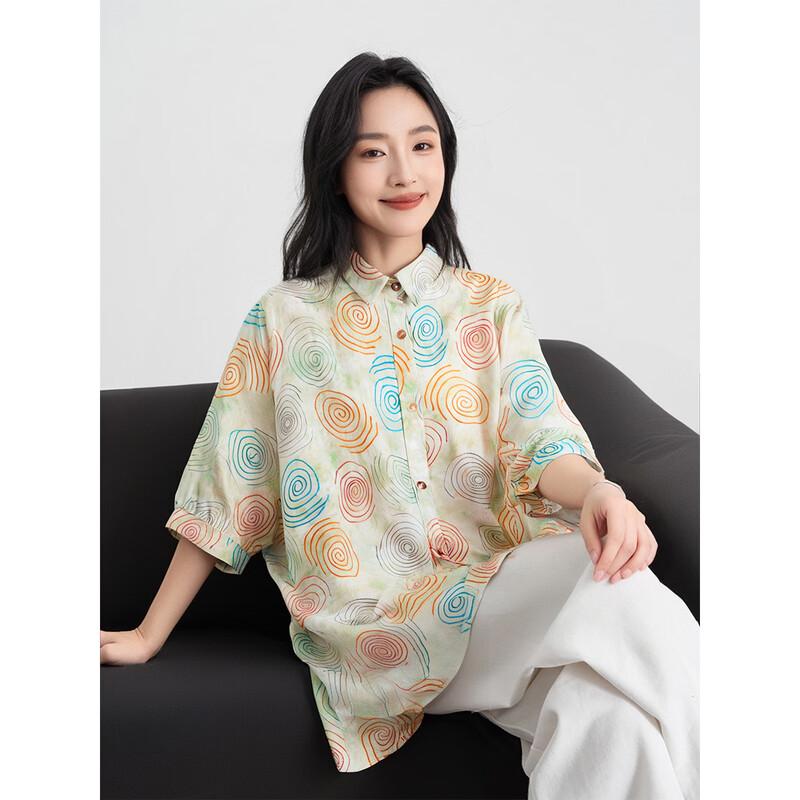 Ai Yilian Women s Versatile Color Block Summer Shirt EU 38