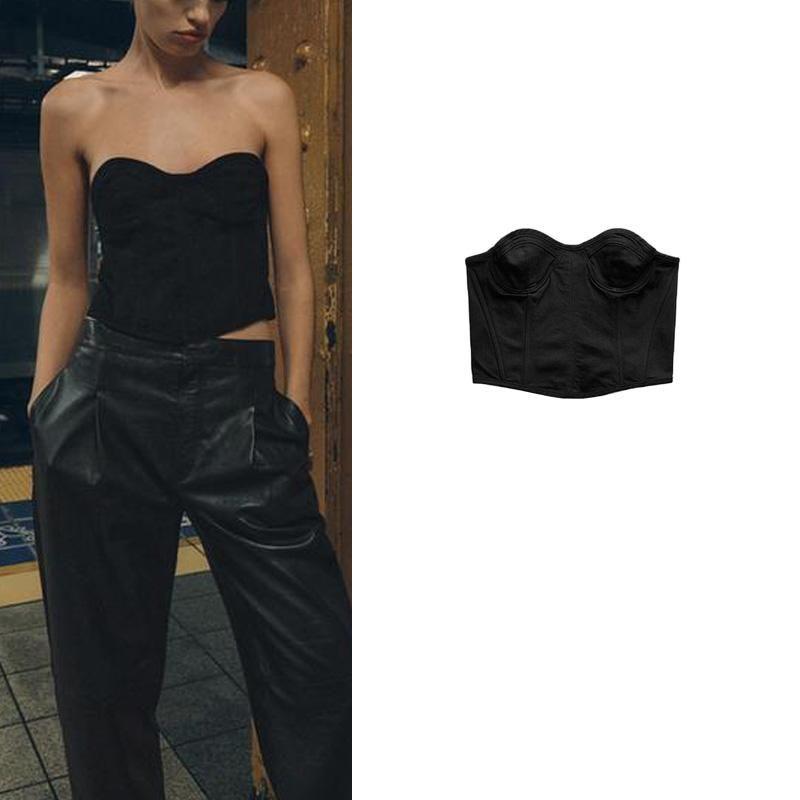 Fall and Winter New Women's Clothing Fashion Wind Easiest for Match Sleeveless Tube Top Corset Short Tops 9632269