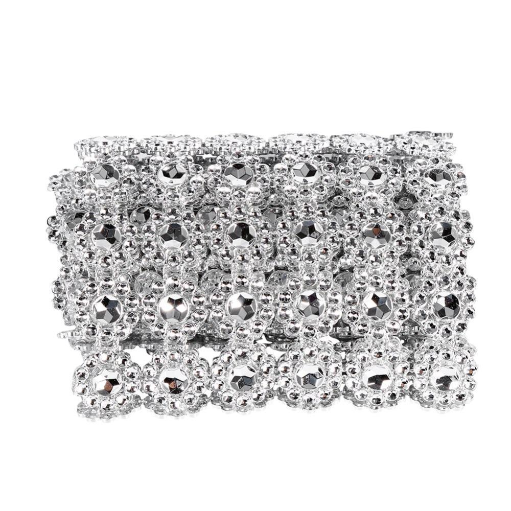 4 Inch Width Rhinestone Ribbon Silver Color Diamond Warp Ribbon  Arts And Crafts