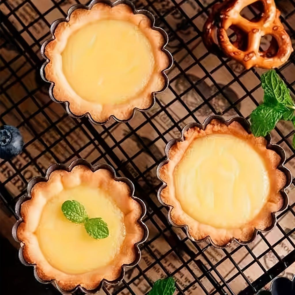 6 stk Non-Stick Tart Quiche Flan Pan Former 10cm Pai Pizza Kakeform Avtakbar Bunn Kakeform Rund Karbonstål Bakeform