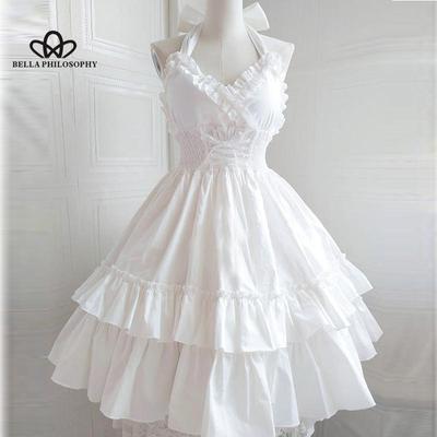 Summer Classical Elegant Suspender Dress Lolita Solid Kawaii Lolita Retro Soft Girl Tea Party JSK Suspender Dress